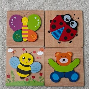 Vibrant Animal Puzzle Set of 4 puzzles for Kids